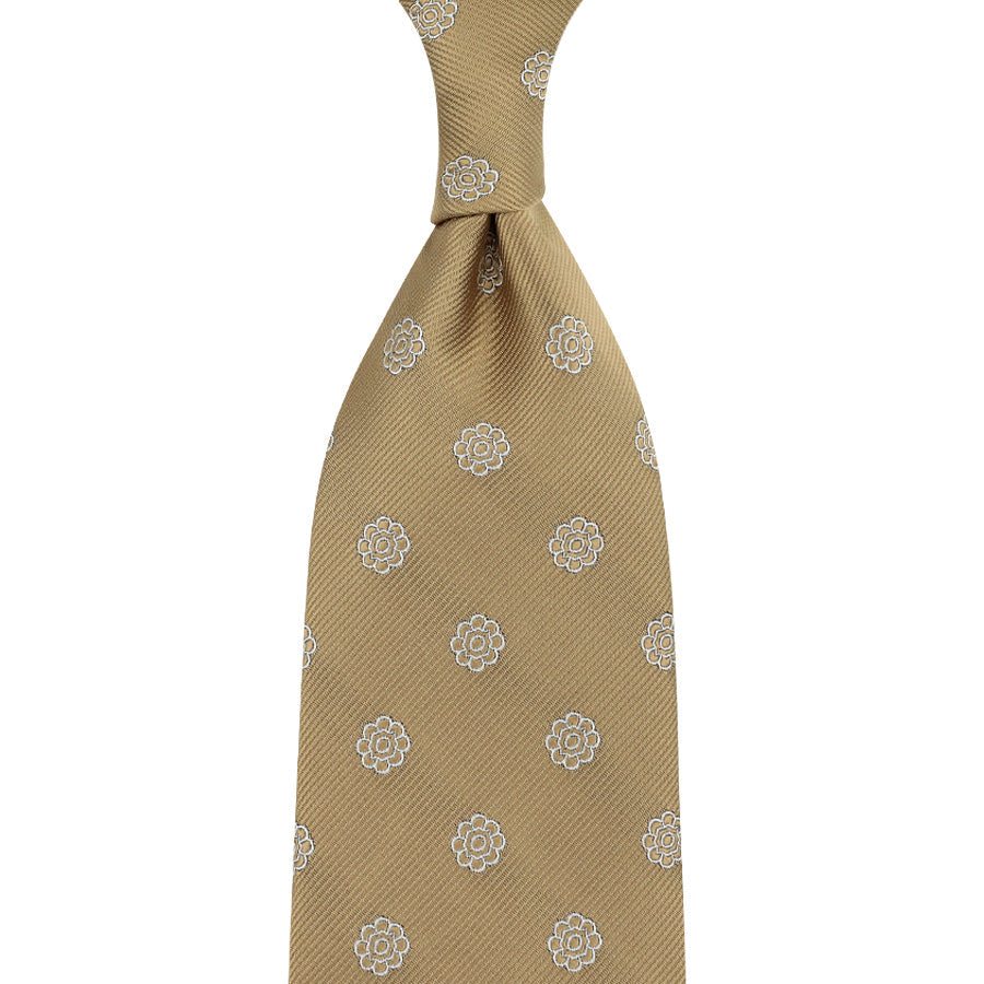 Shibumi Flower Japanese Jacquard Silk Tie Beige