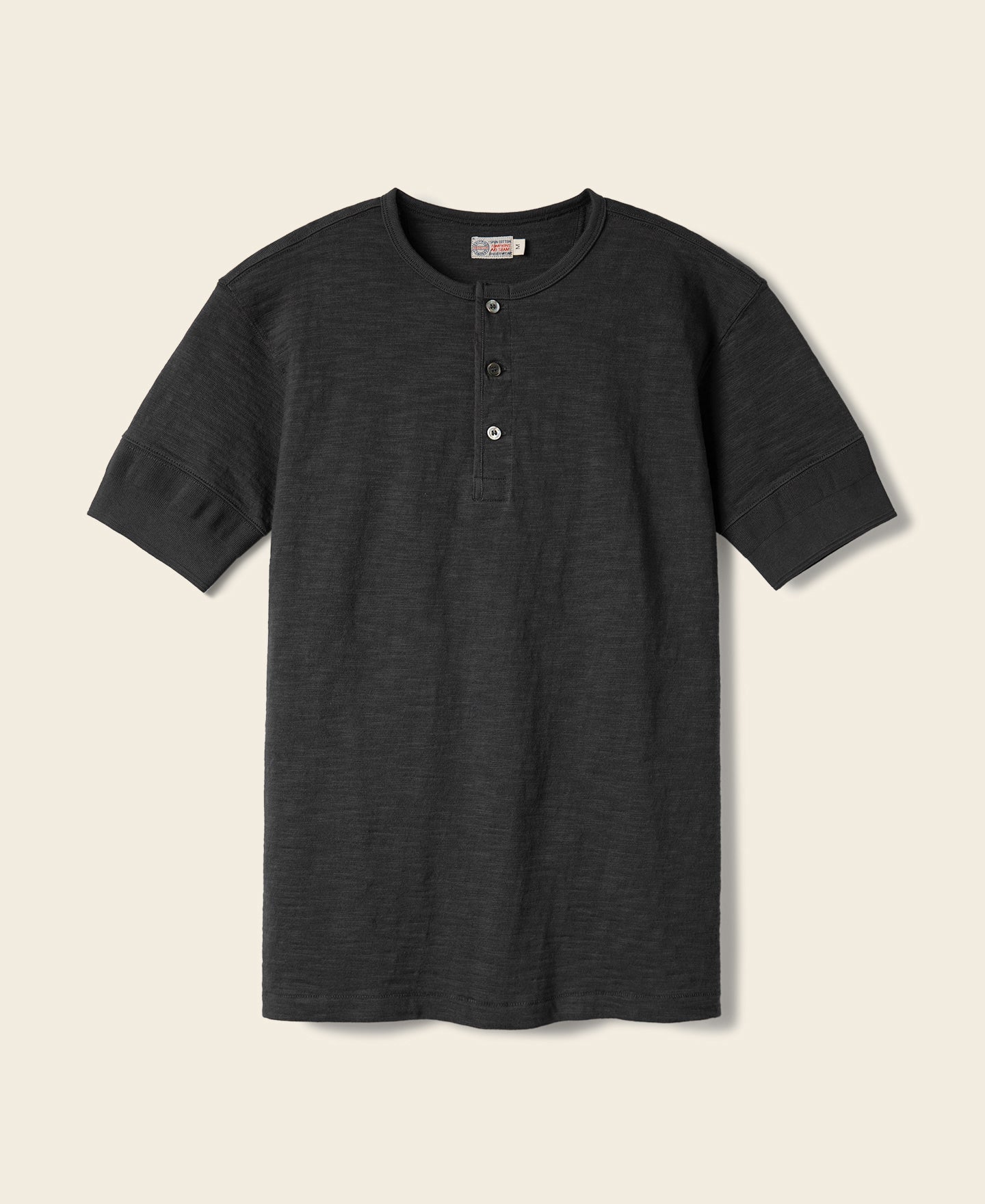 Loopwheel Tubular Henley T-Shirt - Black