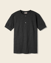 Loopwheel Tubular Henley T-Shirt - Black