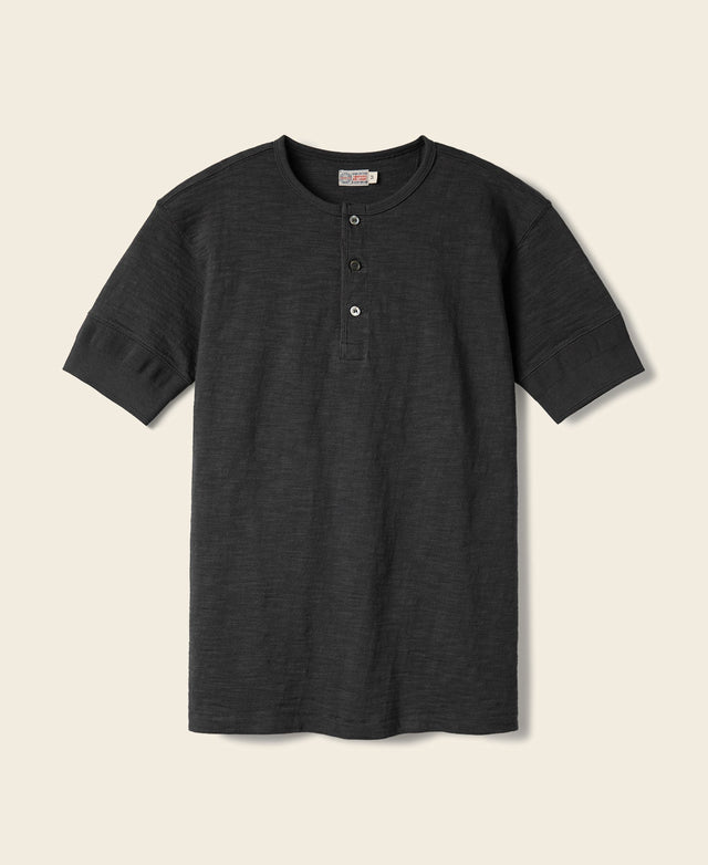 Loopwheel Tubular Henley T-Shirt - Black
