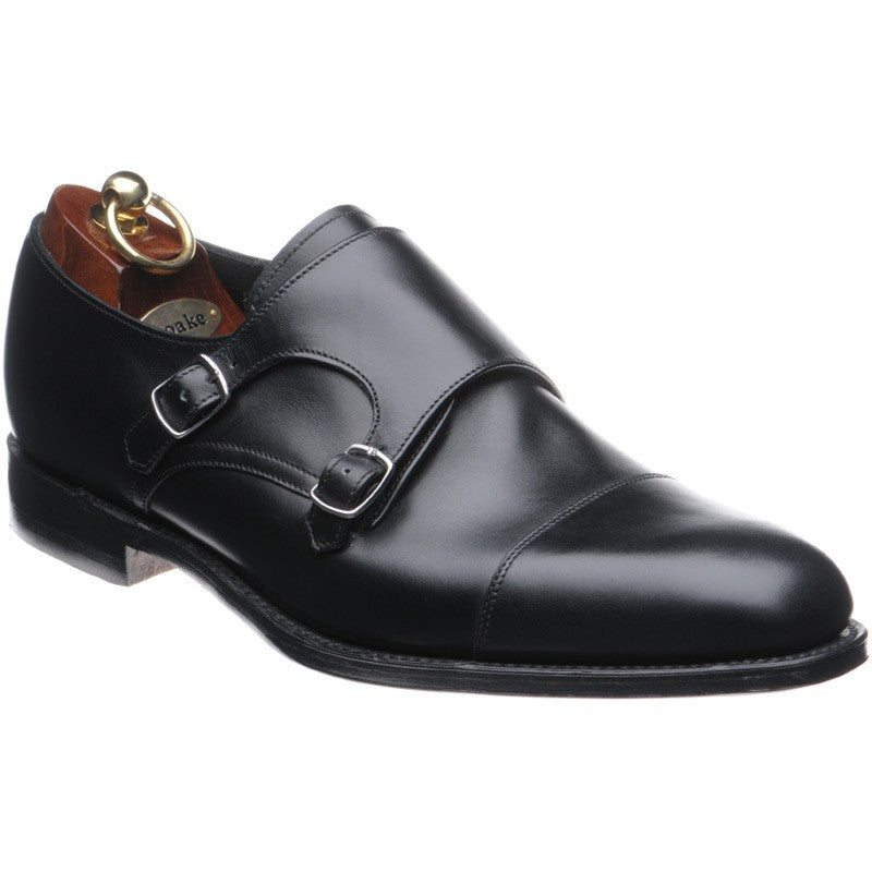 Loake Cannon mens double monk shoes in black calf