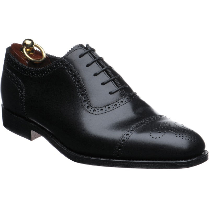 Loake Strand mens semi-brogues in black calf