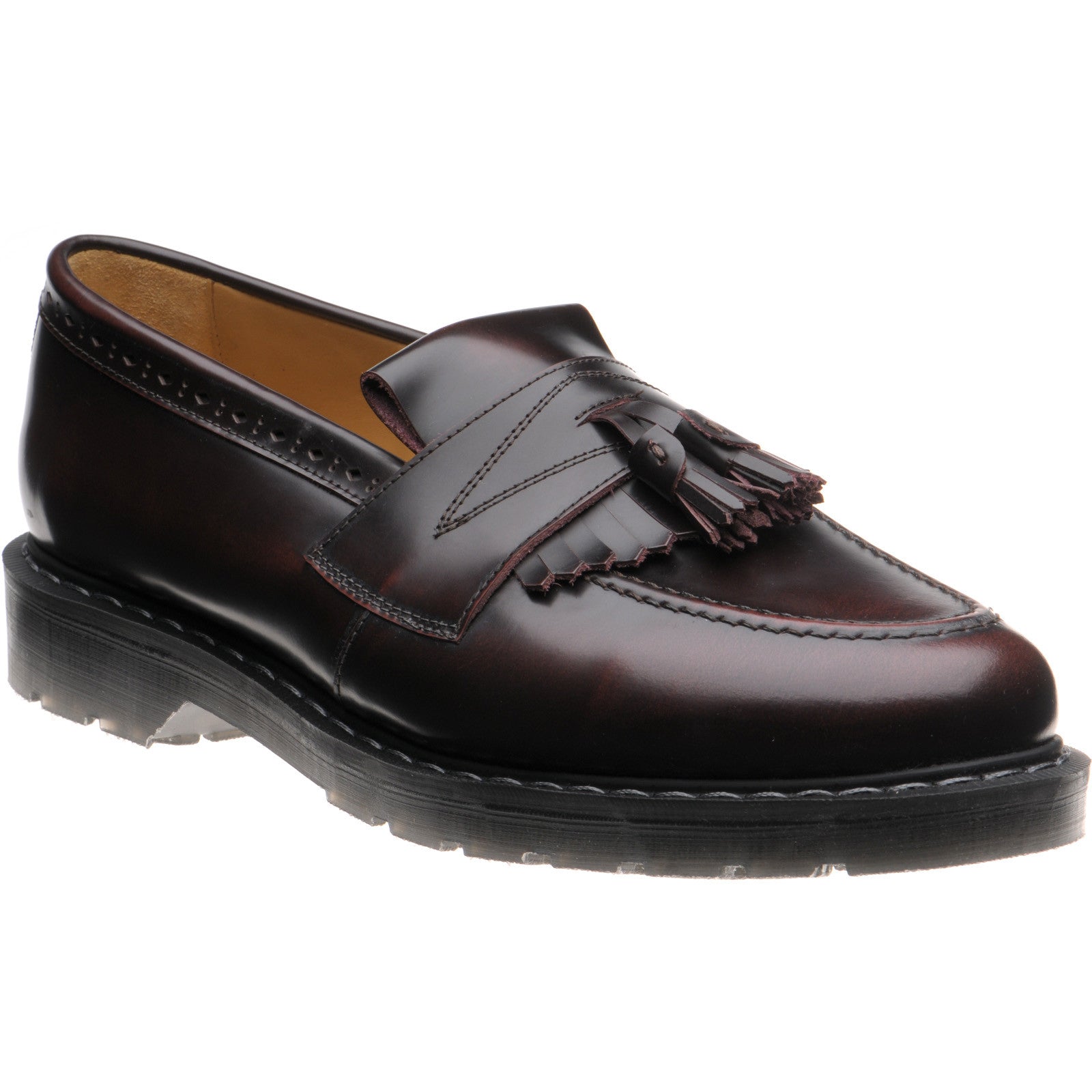 Wildsmith Model Tassel mens rubber-soled tasselled loafers in burgundy rub off