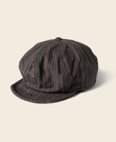 Yarn-Dyed Stripe Newsboy Cap - Brown