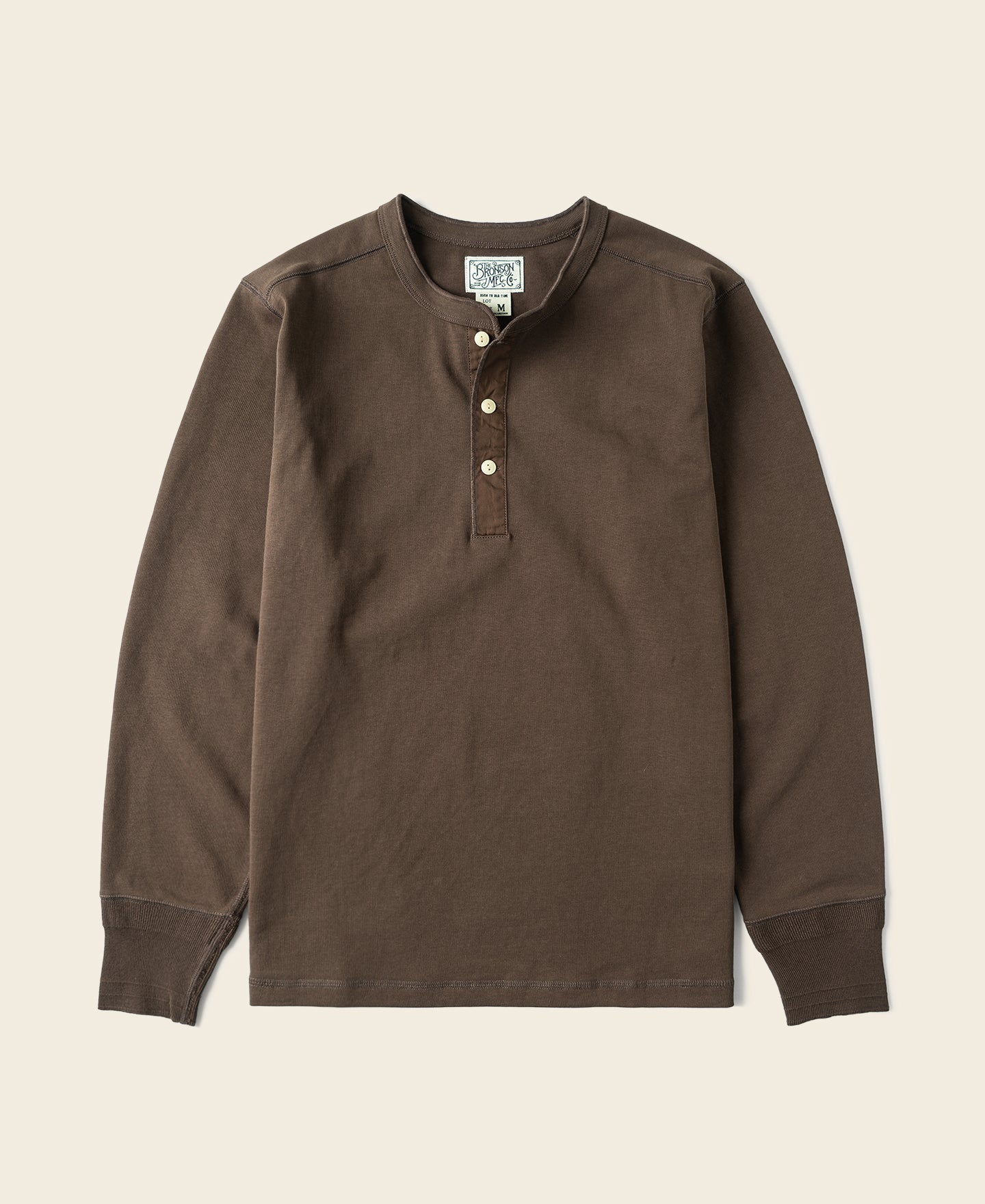 Vintage Long Sleeve Henley Shirt - Coffee