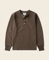Vintage Long Sleeve Henley Shirt - Coffee