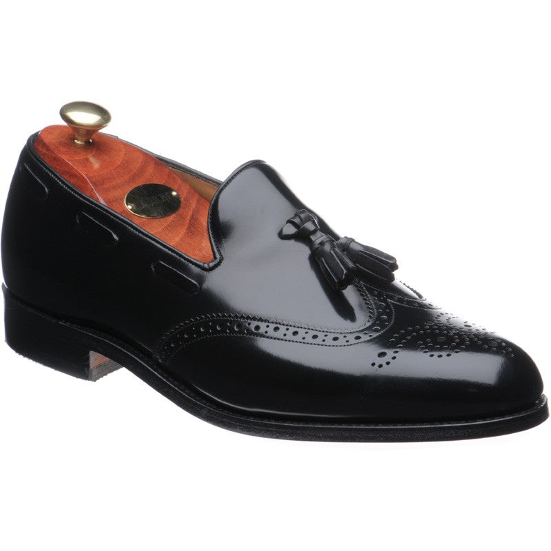 Barker Clive mens tasselled loafers in black polished