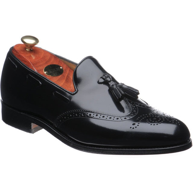 Barker Clive mens tasselled loafers in black polished
