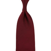 Plain Japanese Jacquard Silk Tie - Burgundy - Hand-Rolled