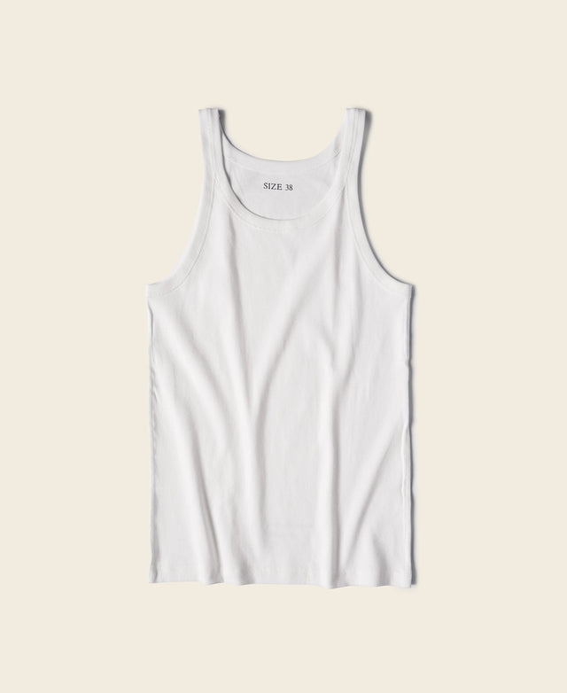 Military Cotton Tank Top - White