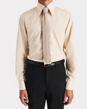 CHEMISE COL LARGE EN POPELINE DE SOIE - VANILLE