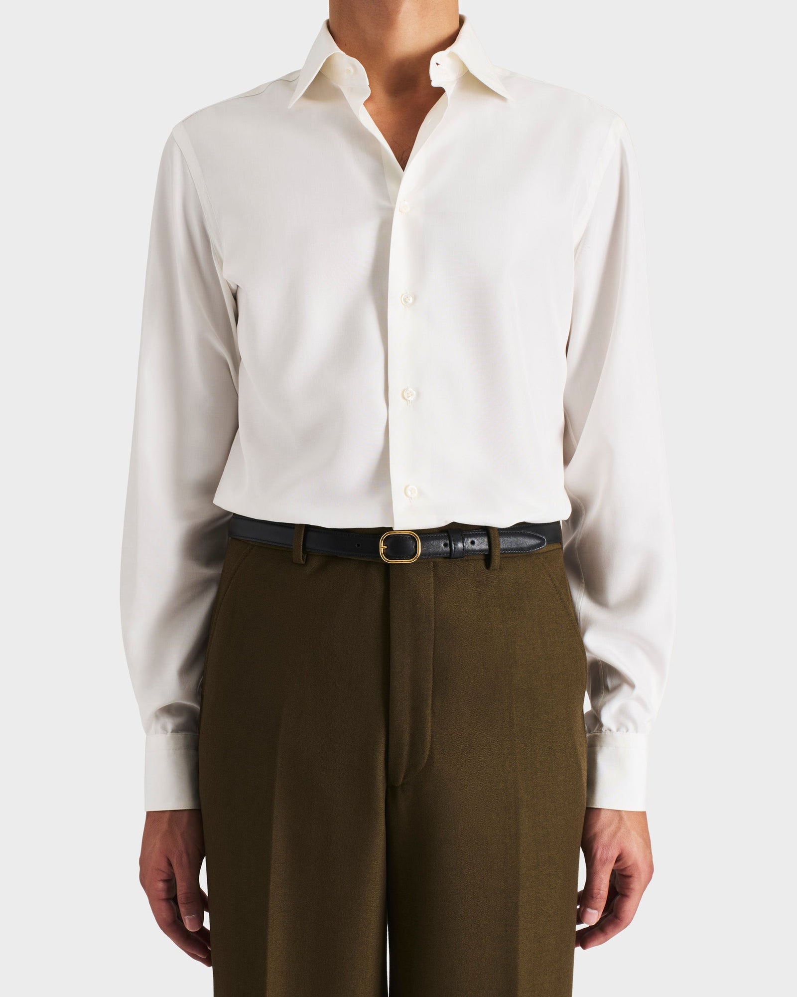 Chemise Col Classique En Popeline De Soie Blanc Cass