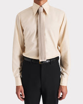 Cravate En Soie Tricot E Beige