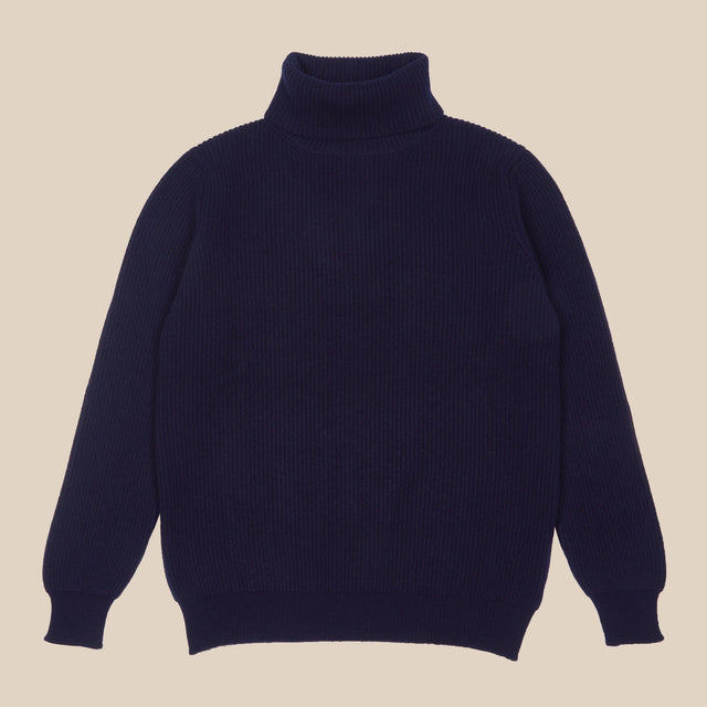 Cashmere ribbed submariner rollneck in navy