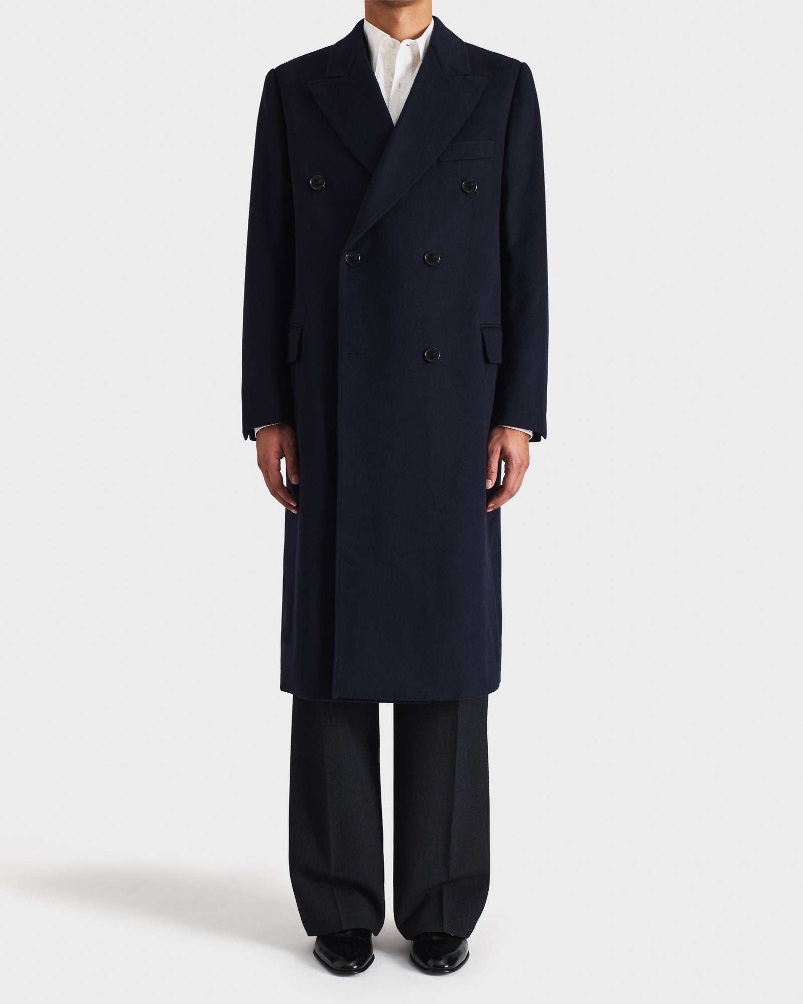 Manteau Crois En Serg De Laine Bleu Marine