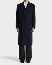 MANTEAU CROISÉ EN SERGÉ DE LAINE - BLEU MARINE