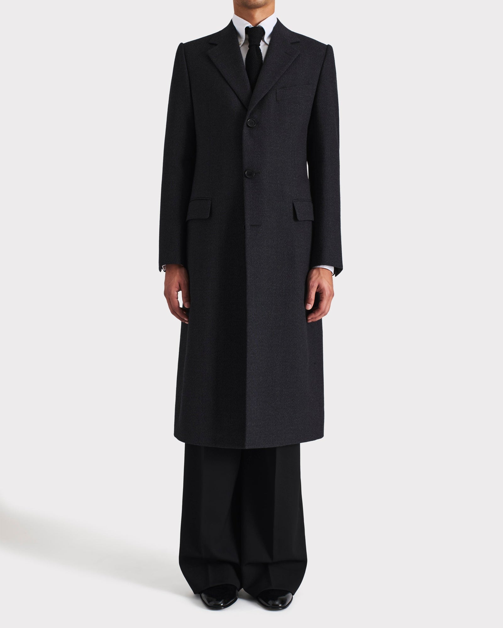Manteau Droit En Tweed De Laine Thornproof Anthracite