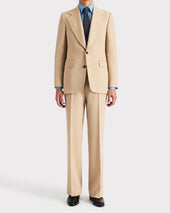 COSTUME DROIT EN GABARDINE DE LAINE - BEIGE