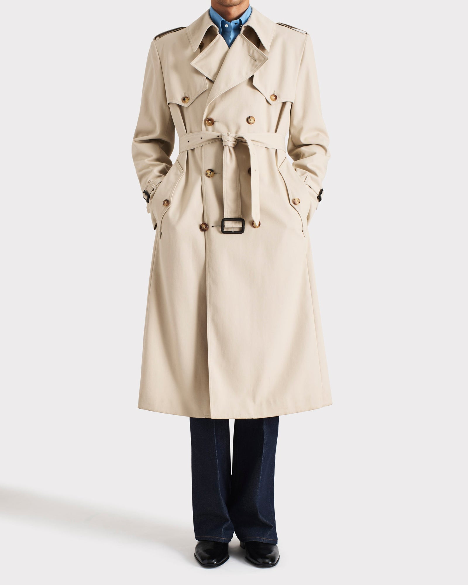 Trench Coat En Gabardine De Poly Coton Recycl Beige Mastic