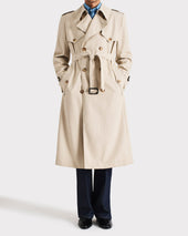 TRENCH-COAT EN GABARDINE DE POLY-COTON RECYCLÉ - BEIGE MASTIC