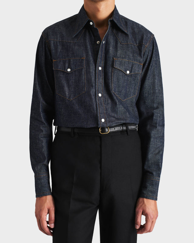CHEMISE WESTERN EN DENIM DE COTON SELVEDGE - BRUT