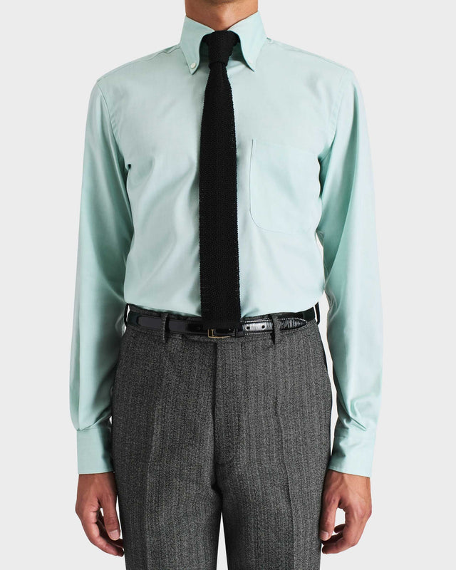 CHEMISE COL LARGE BOUTONNÉ EN PINPOINT DE COTON - MENTHE