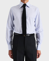 CHEMISE COL LARGE EN POPELINE DE COTON - BLEU CLAIR À RAYURES