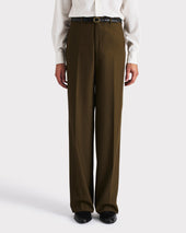 PANTALON LARGE EN SERGÉ DE POLY-WOOL ET VISCOSE - KAKI