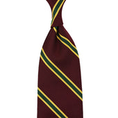 Repp Stripe Silk Tie - Burgundy - Hand-Rolled
