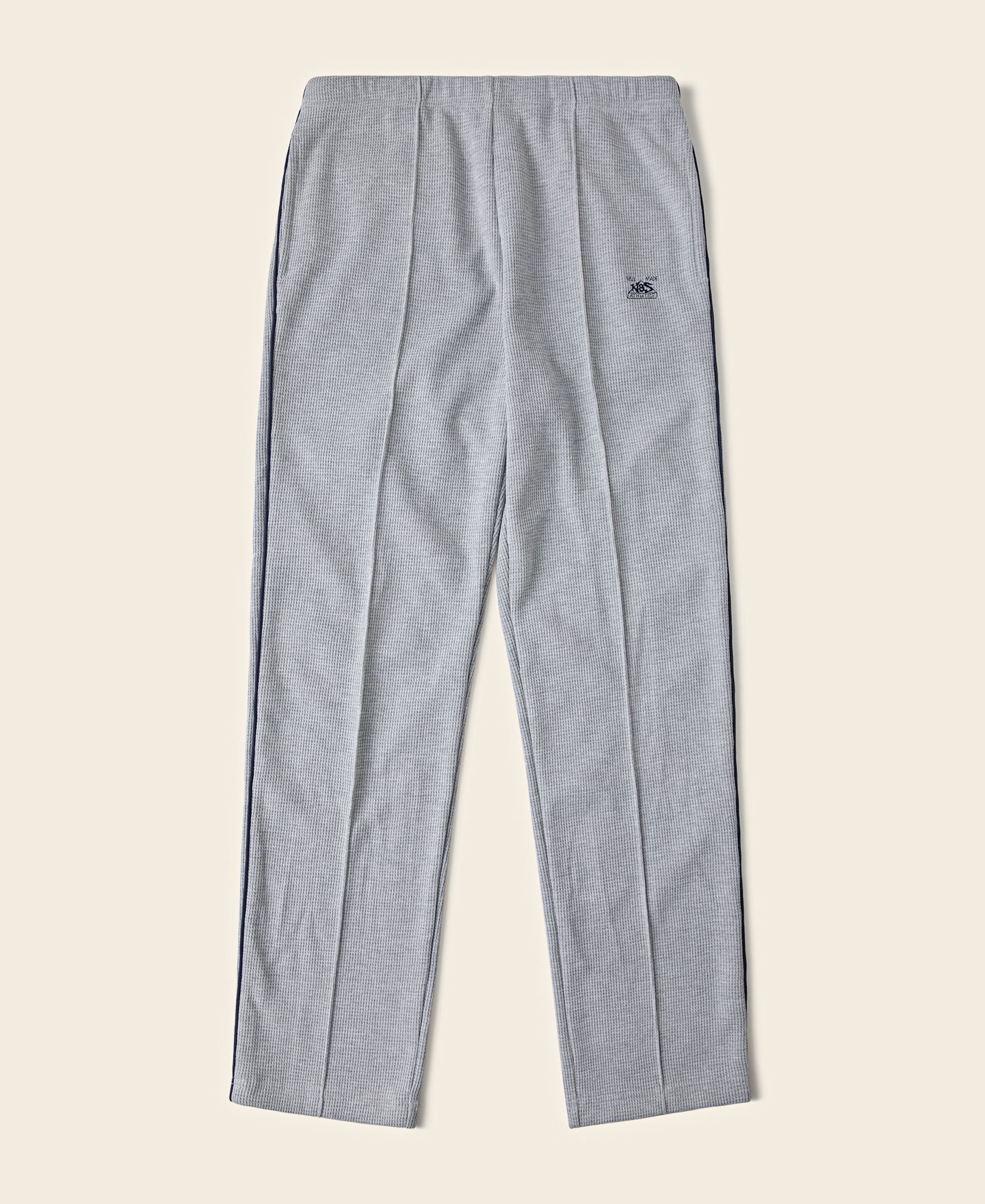 1970s Heavyweight Waffle Knit Jogger Pants - Gray