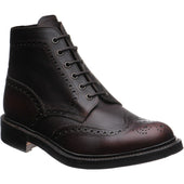 Loake Bedale mens rubber-soled brogue boots in mahogany grain