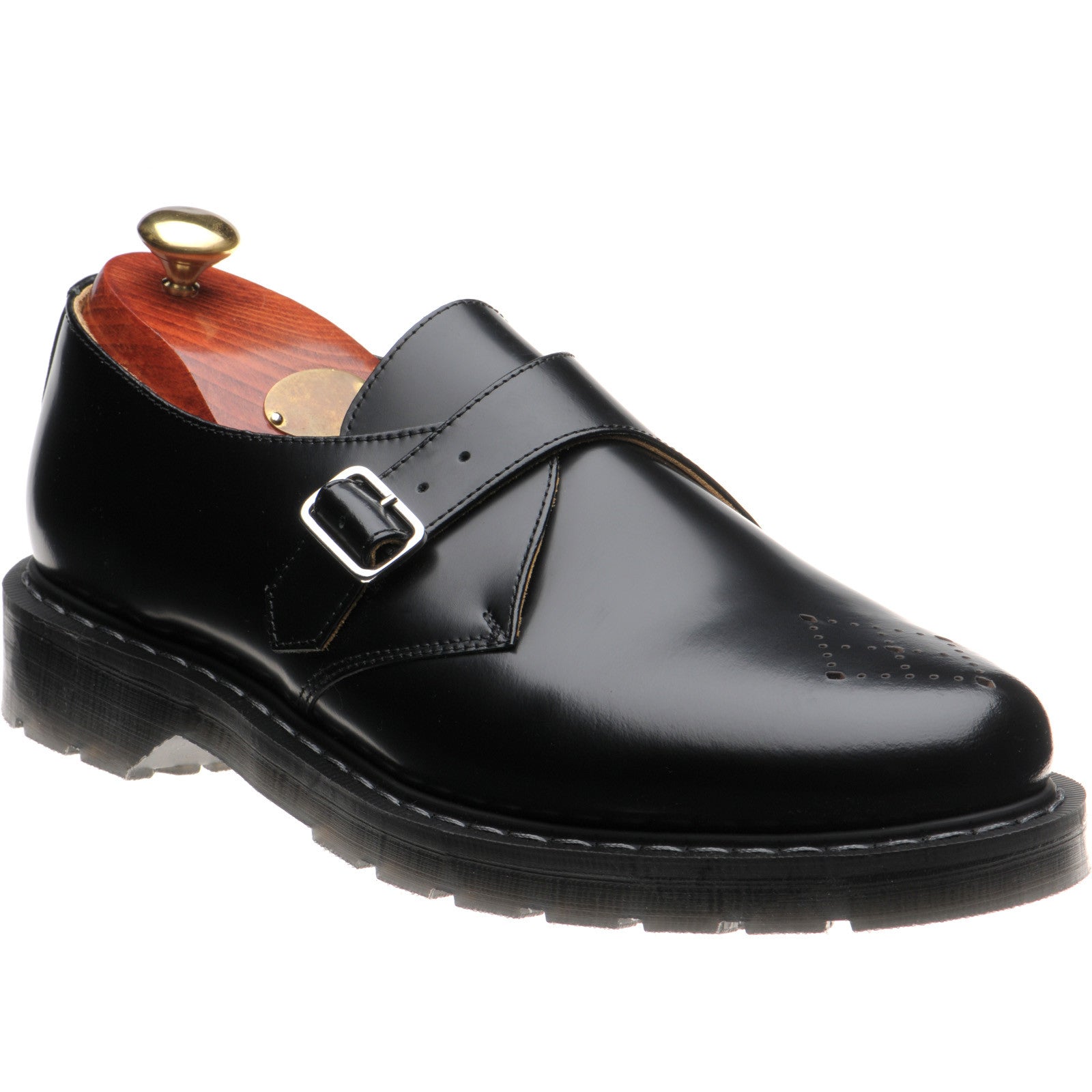 Wildsmith Model Monk mens rubber-soled monk shoes in black hi shine