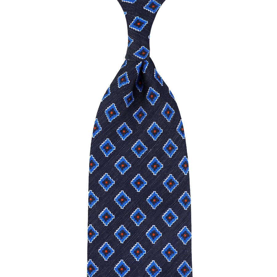 Floral Printed Silk Linen Tie Hand Rolled