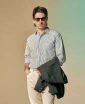 Vintage Ivy Multi Blue Stripe Tab Collar Shirt