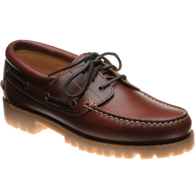 Herring Rock mens rubber-soled deck shoes in chestnut