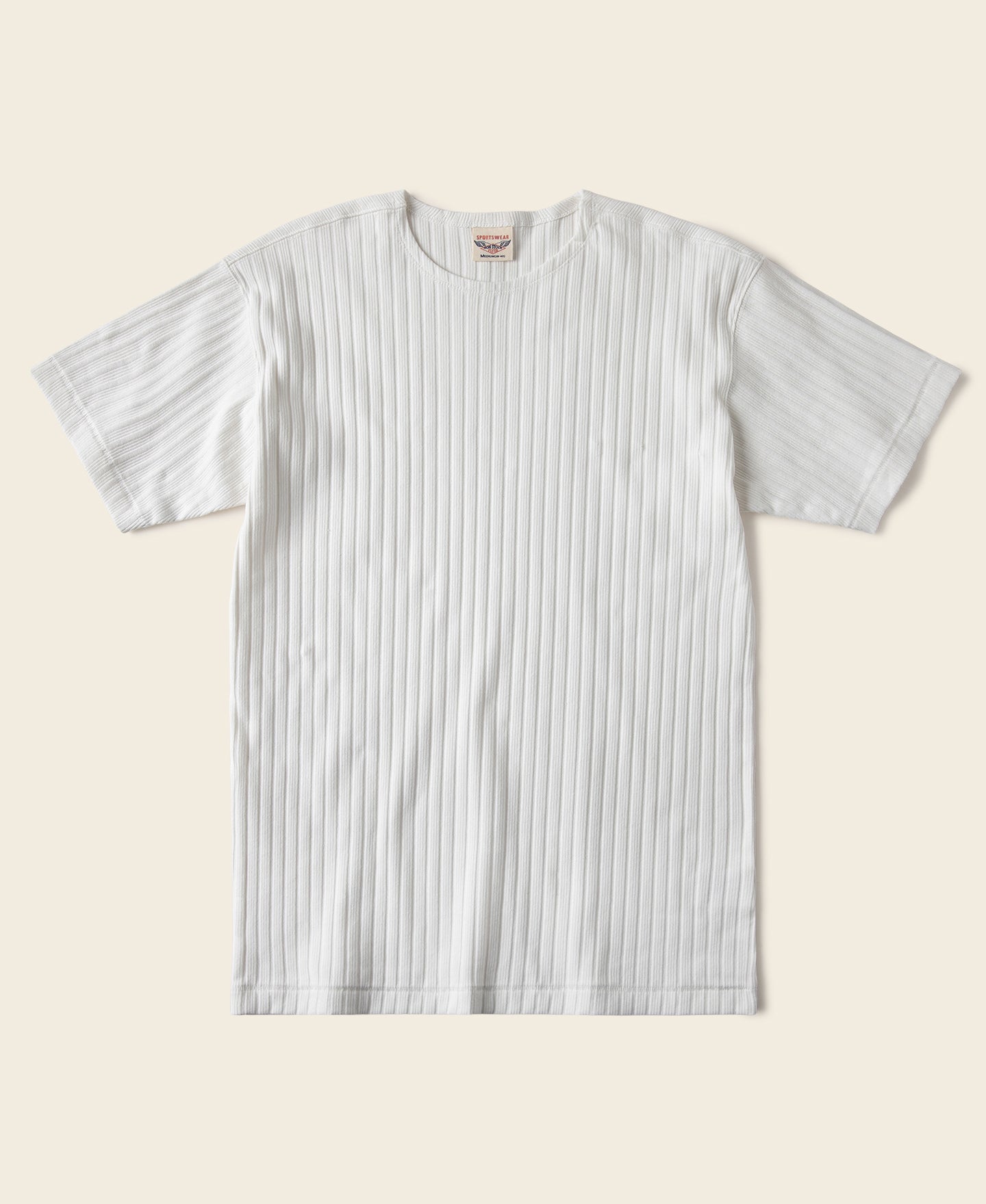 1950s Ribbed Cotton-Spandex Blend T-Shirt - White