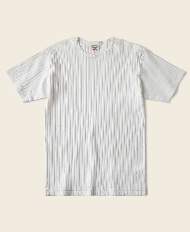 1950s Ribbed Cotton-Spandex Blend T-Shirt - White