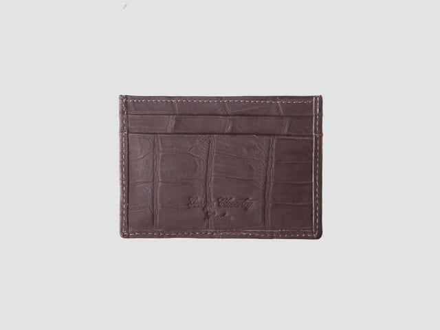 Slim Cardholder in Brown Carbon Alligator — George Cleverley