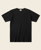 1950s Ribbed Cotton-Spandex Blend T-Shirt - Black
