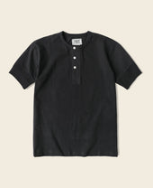 Vintage Short Sleeve Henley T-Shirt - Black
