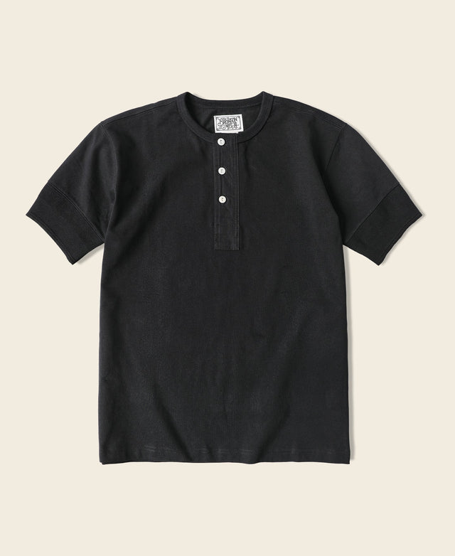Vintage Short Sleeve Henley T-Shirt - Black