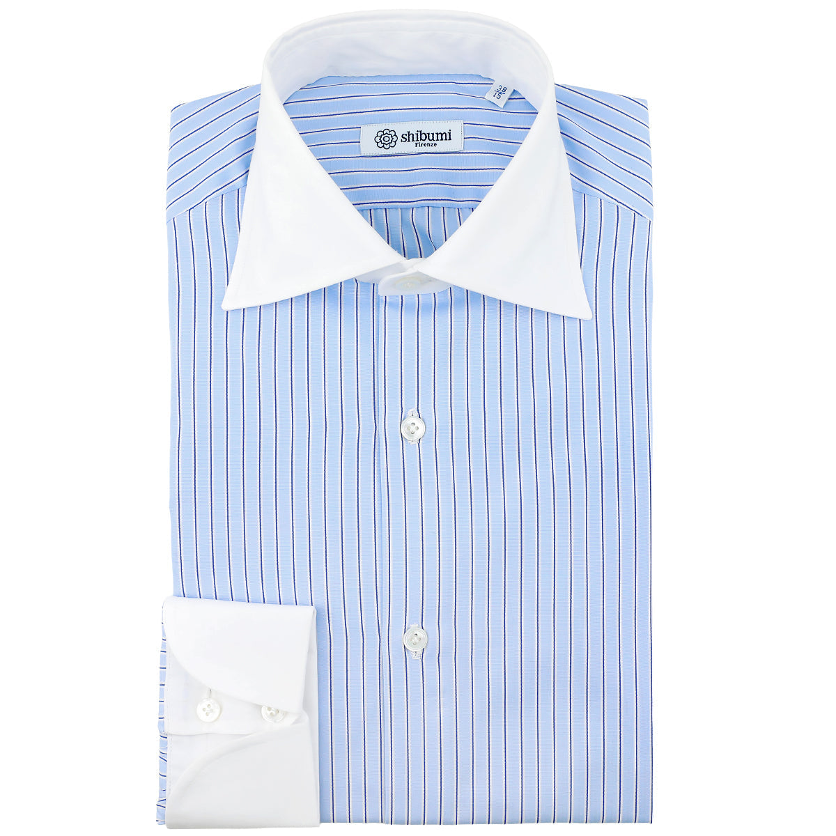 Poplin Semi Spread Shirt Ticking Stripe Cocktail Cuffs
