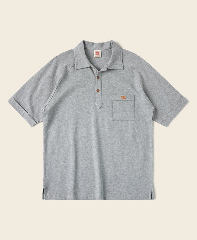 Raglan Sleeve Cotton-Piqué Polo Shirt - Gray