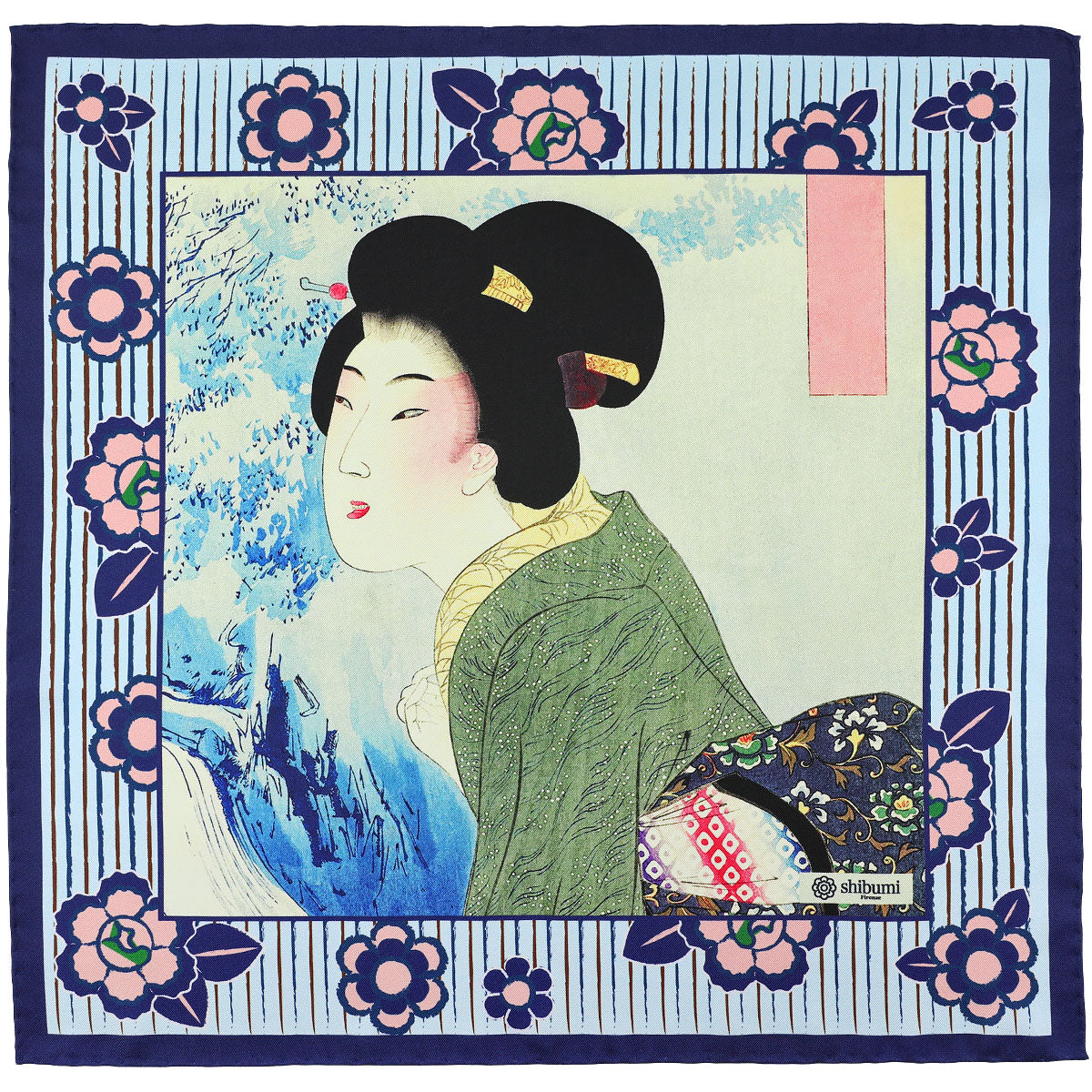 Ukiyo E Silk Pocket Square Kirifuri 40x40cm