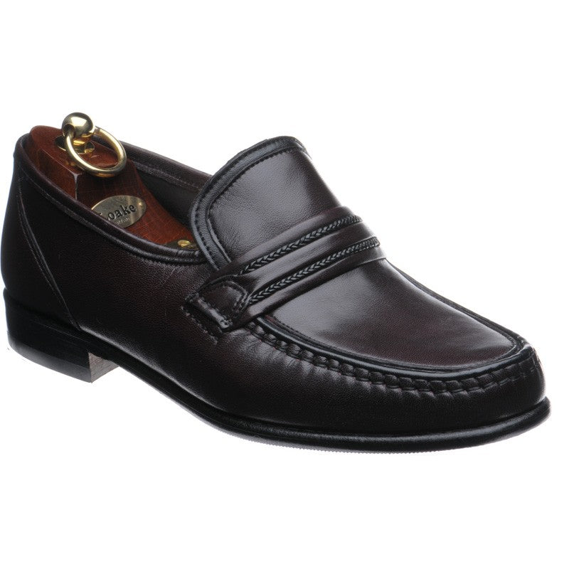 Loake Rome mens hybrid-soled loafers in burgundy calf