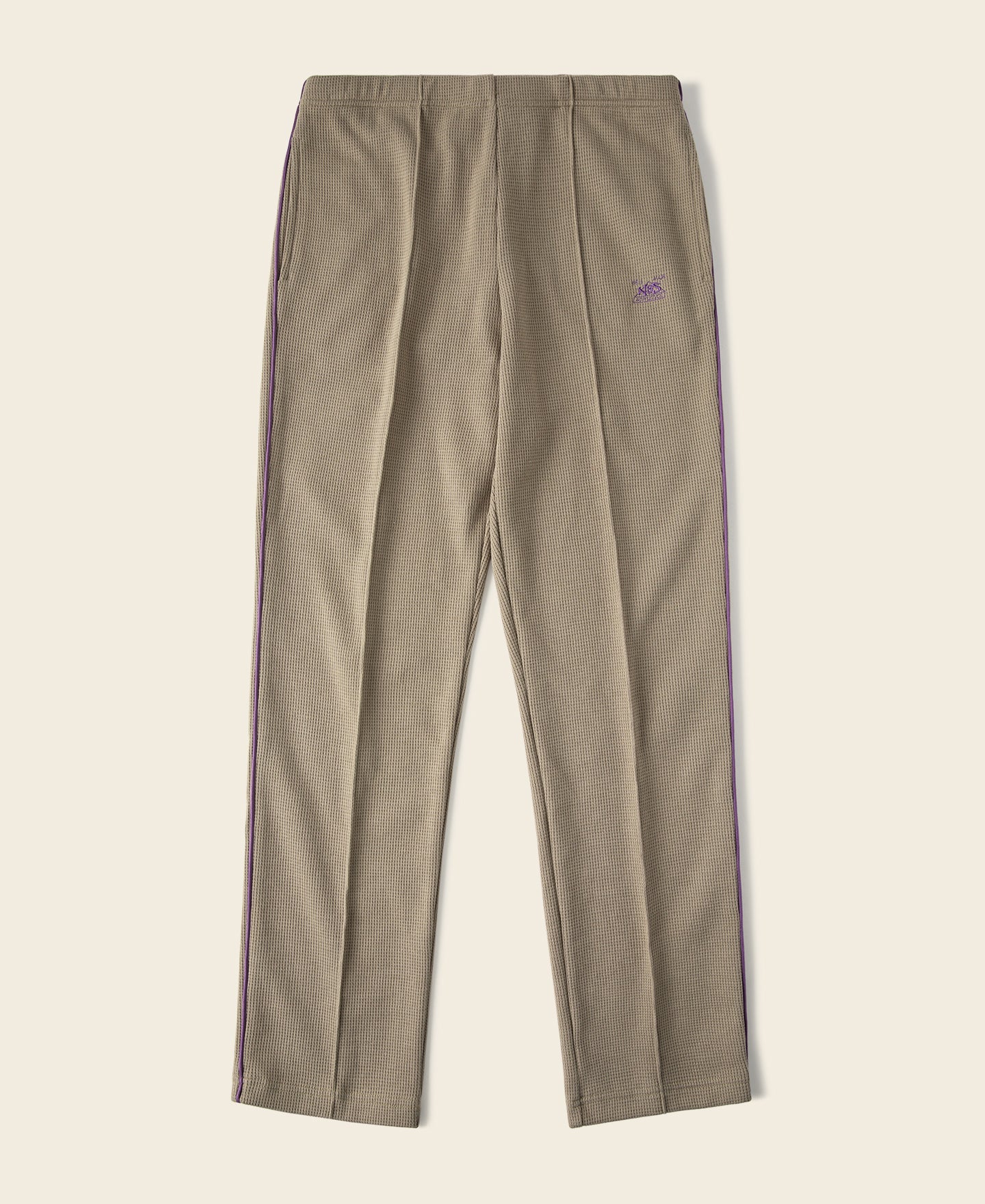 1970s Heavyweight Waffle Knit Jogger Pants - Khaki