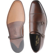 Loake Cannon mens double monk shoes in dark brown calf