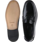 Loake Princeton mens loafers in black polished