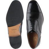 Loake Woodstock mens semi-brogues in black calf and polished