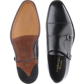 Loake Cannon mens double monk shoes in black calf